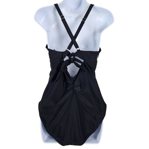 Blooming Jelly Womens Size XL One-Piece Swimsuit Cutout Bikini Black White Beach - Picture 5 of 12